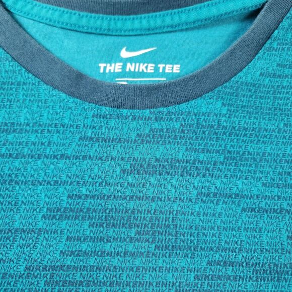 Nike Shirt Mens 2XL Blue Dri Fit Print All Over Stretch Athletic Stretch Crew - Picture 7 of 8